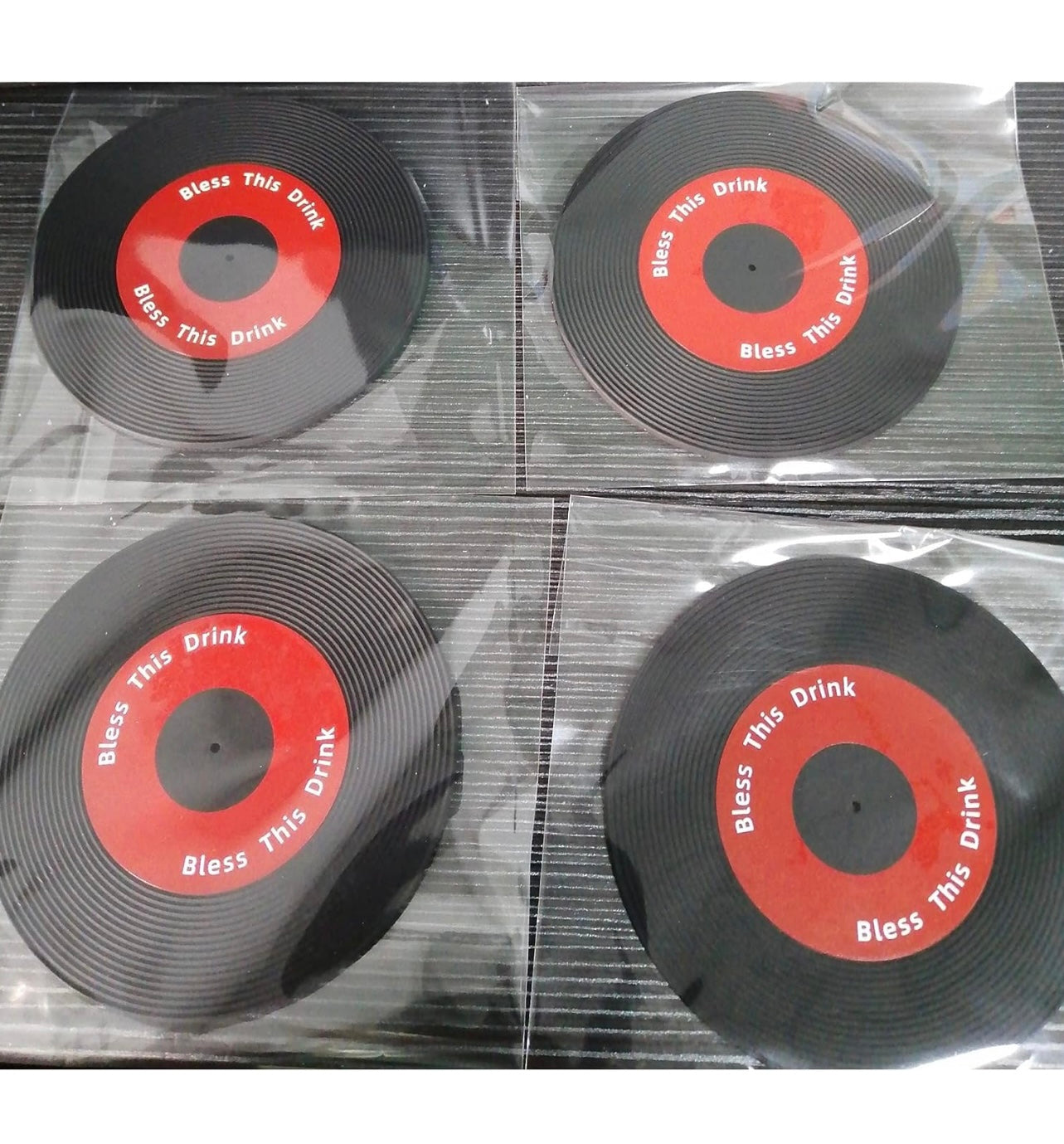 4 Piece Set “Blessed This Drink” Silicone Coasters