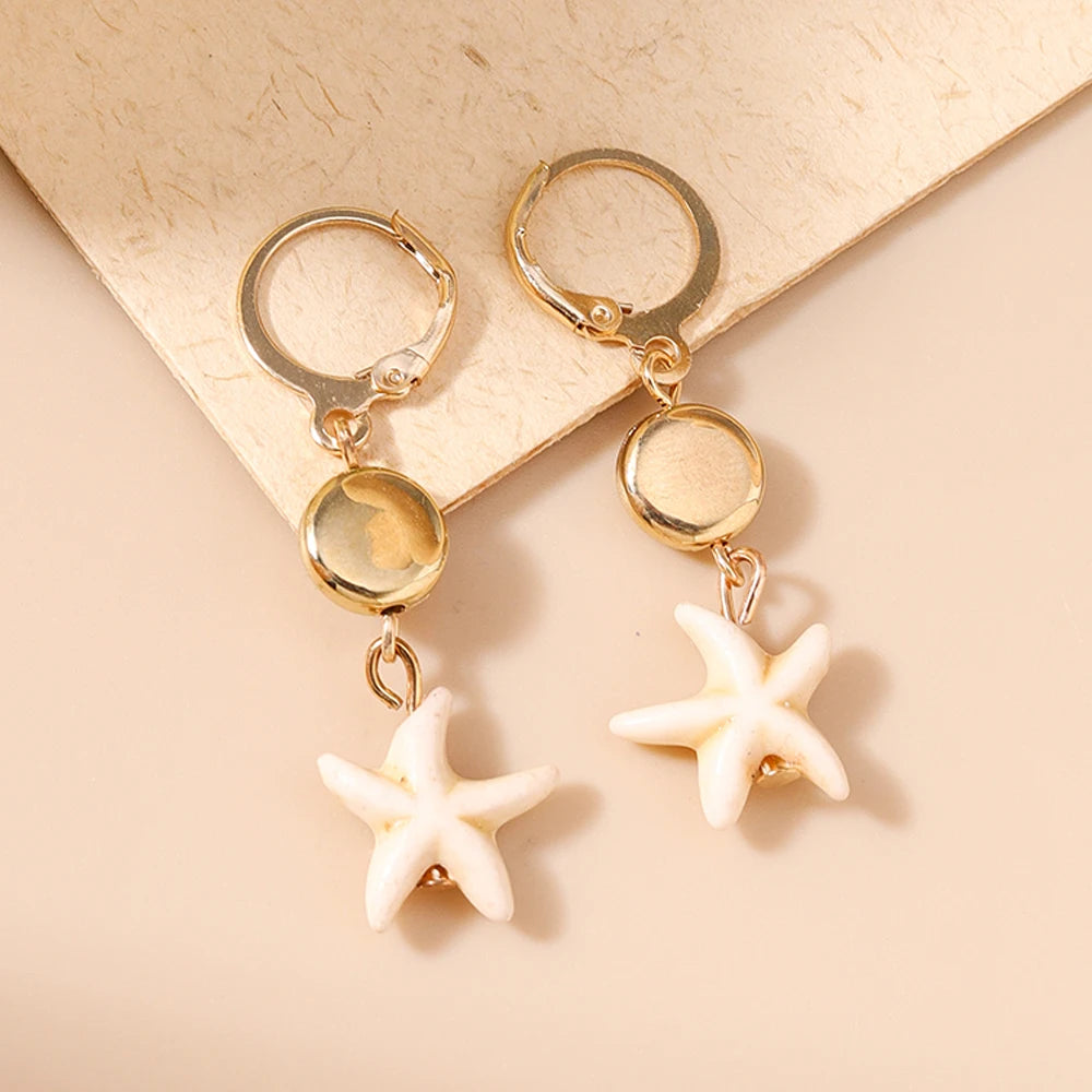 Fashion Summer Beach Pearl Shell Earrings for Women Girls