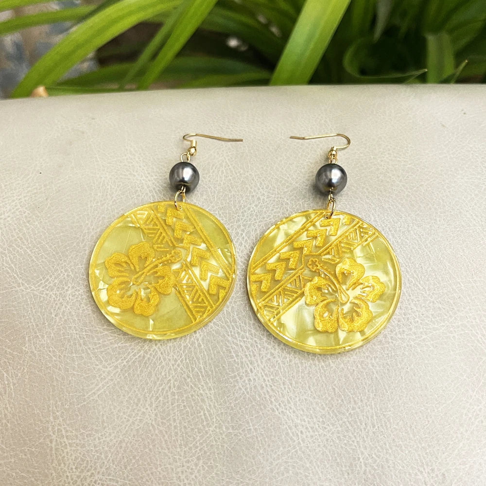 Flower Acrylic Acetate Material Hawaiian Earrings With Plumeria Flower