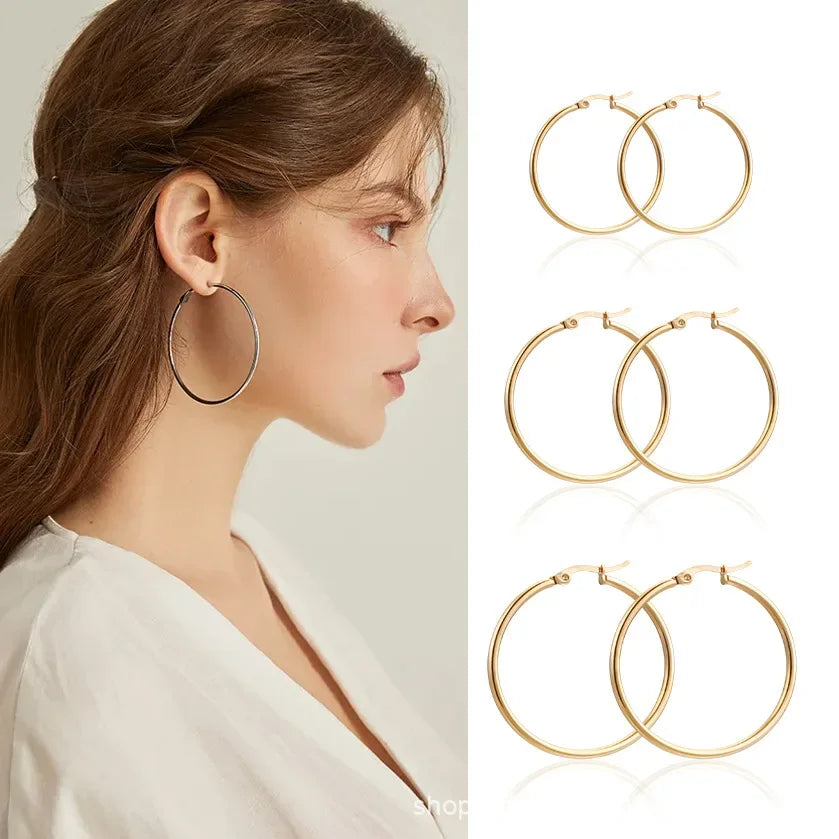 10pcs 5pair Stainless Steel Fashion Hoop Earrings For Women