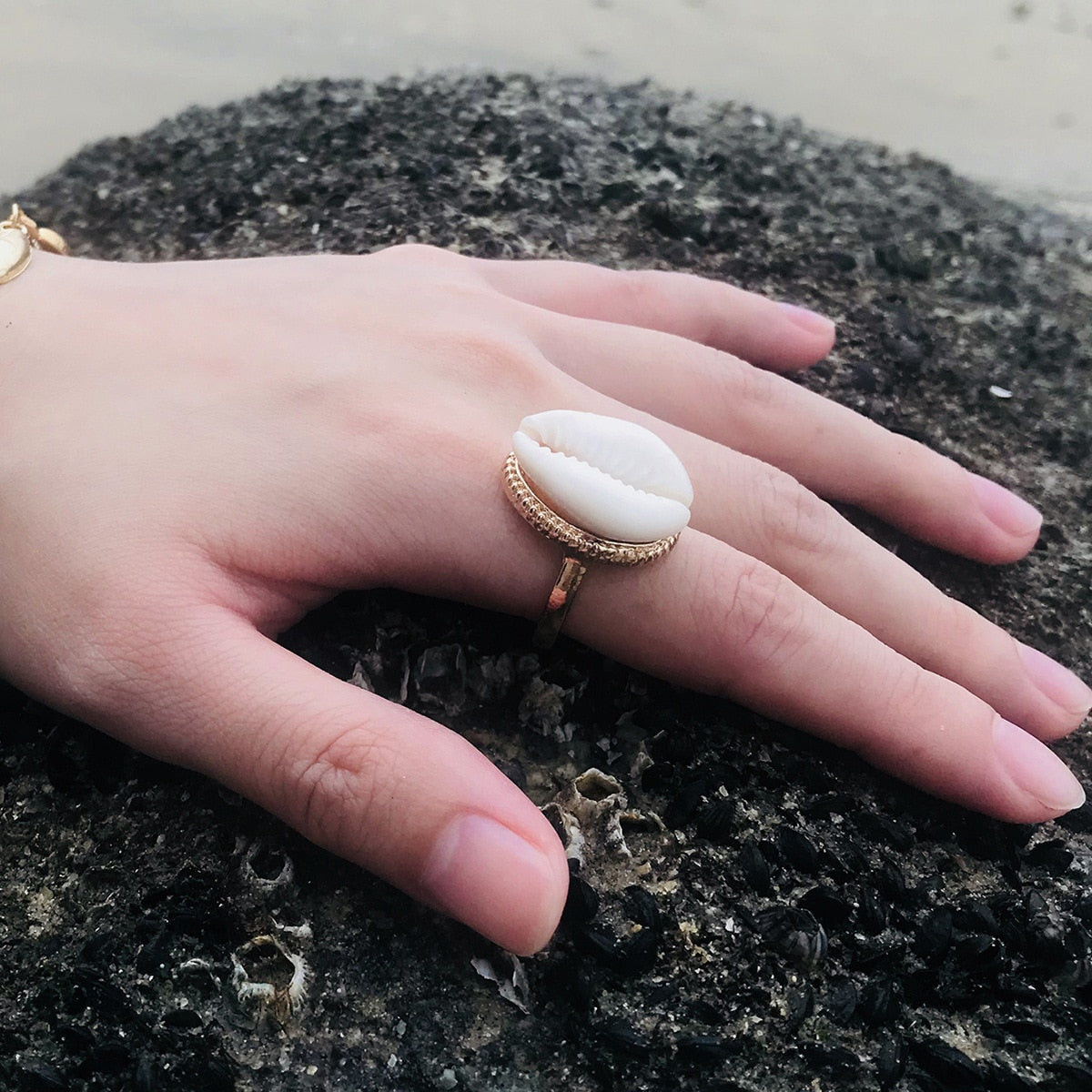 Bohemian Adjustable Antique Shell Ring