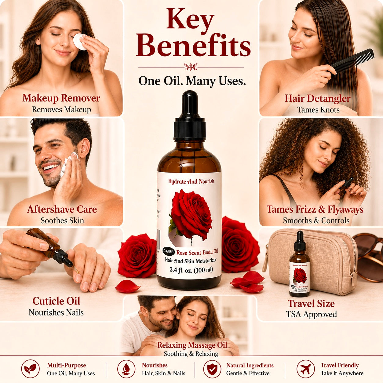Rose Roll-On Perfume Oil and Body Oil Set