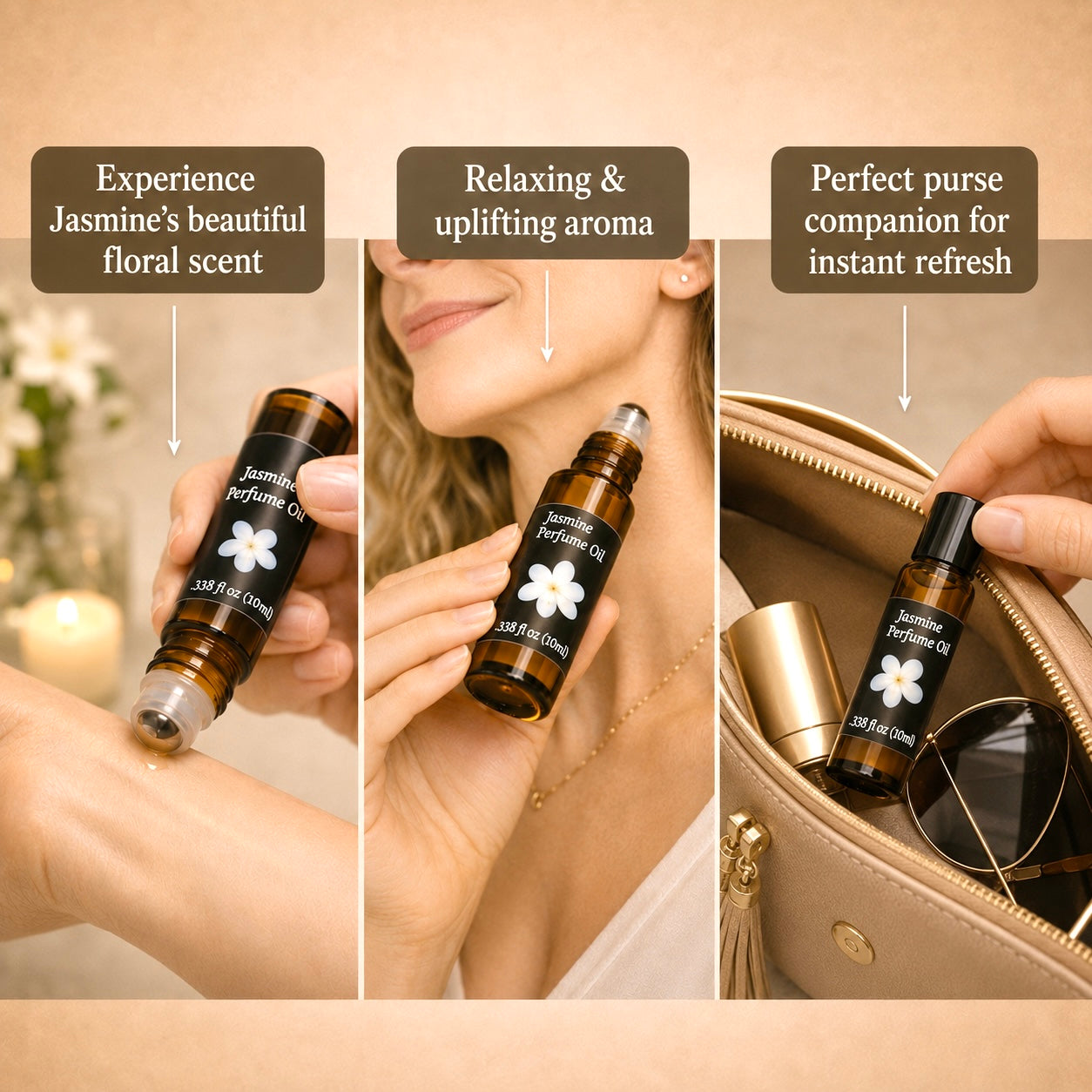 Jasmine Roll-On Perfume Oil and Body Oil Set