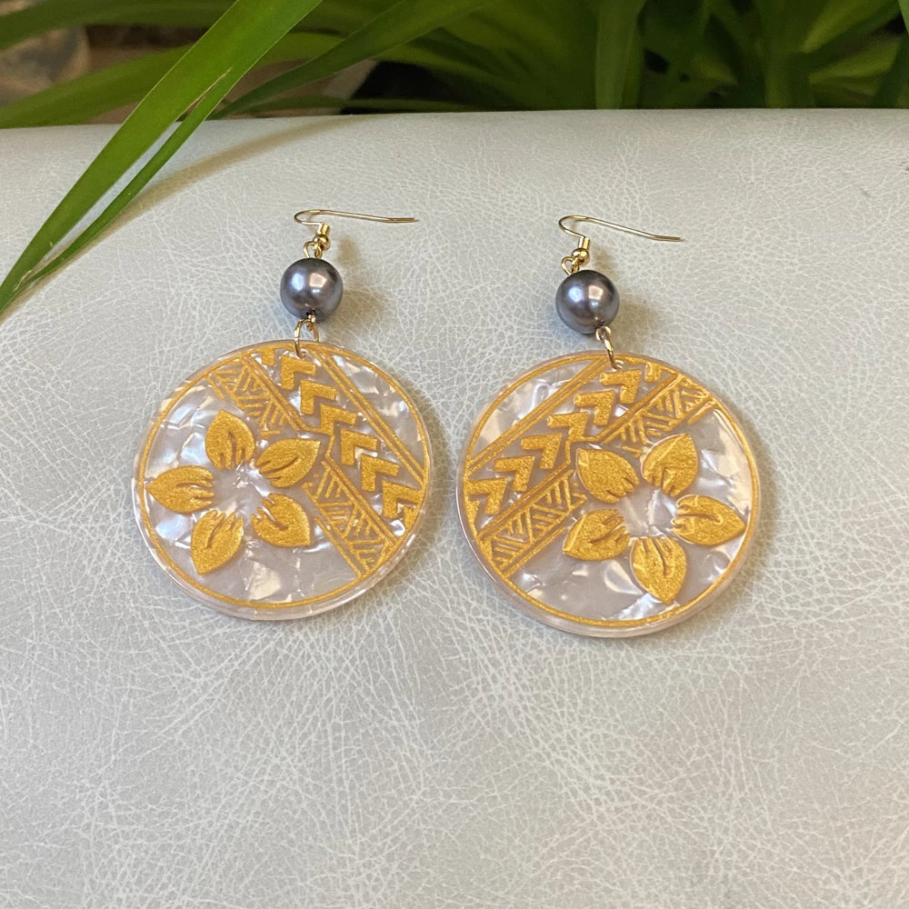 Flower Acrylic Acetate Material Hawaiian Earrings With Plumeria Flower