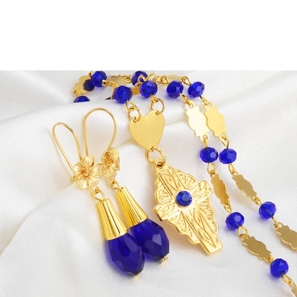 Cross Pendant Necklace & Earrings Jewelry sets