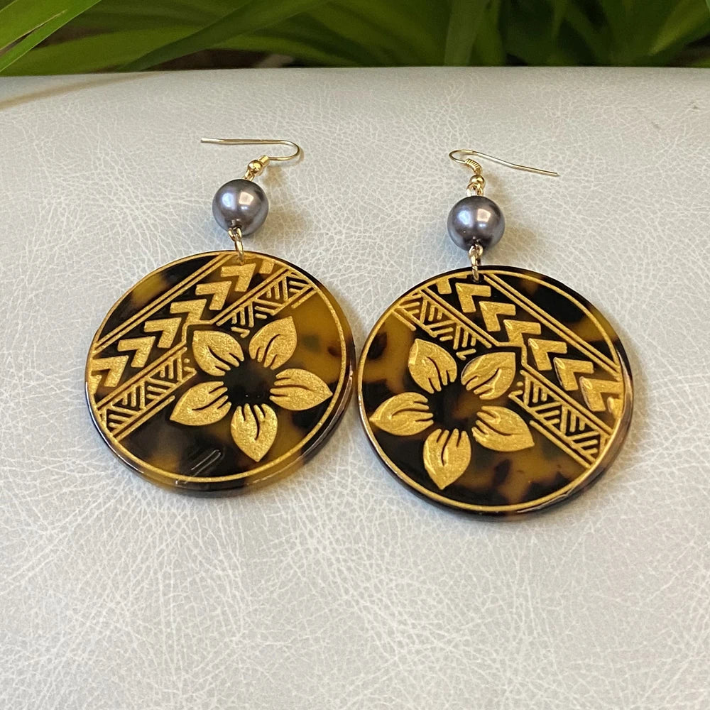 Flower Acrylic Acetate Material Hawaiian Earrings With Plumeria Flower