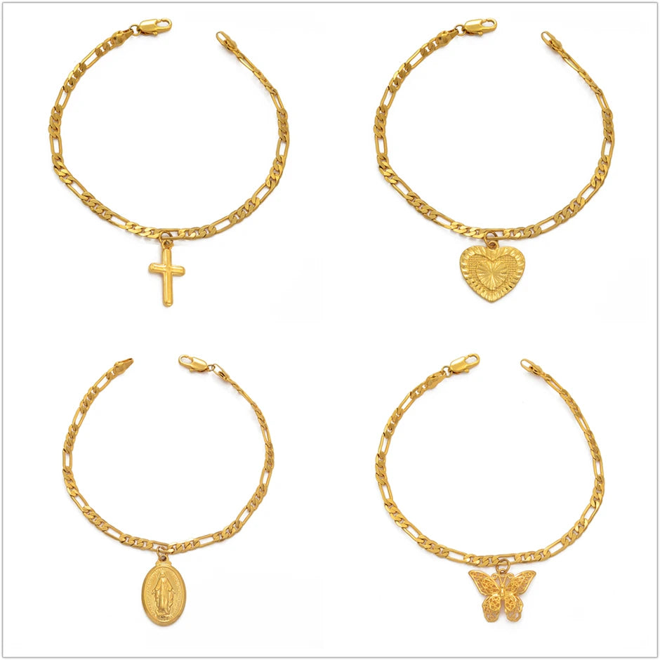 Charm Bracelets - Virgin Mary Butterfly Heart Pineapple Cross Bracelet Women