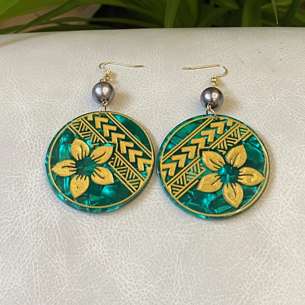 Flower Acrylic Acetate Material Hawaiian Earrings With Plumeria Flower