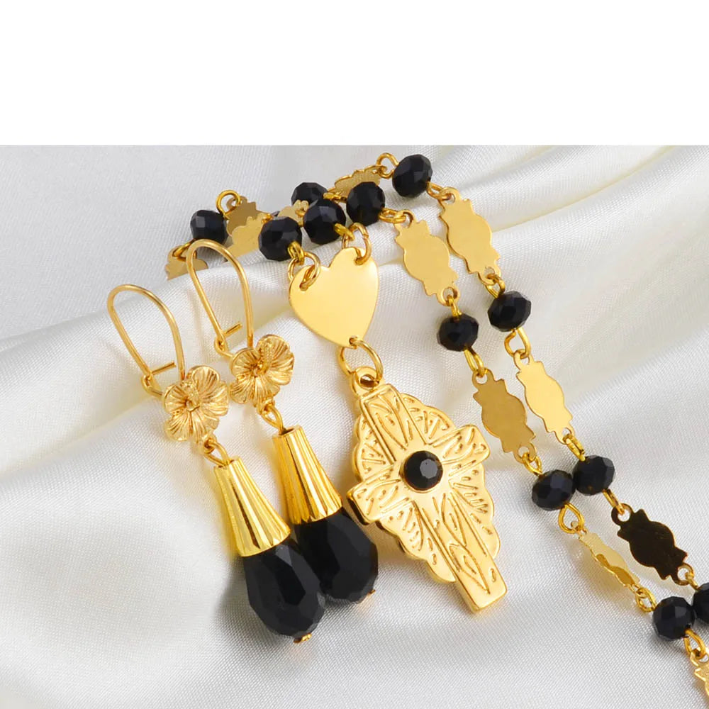 Cross Pendant Necklace & Earrings Jewelry sets