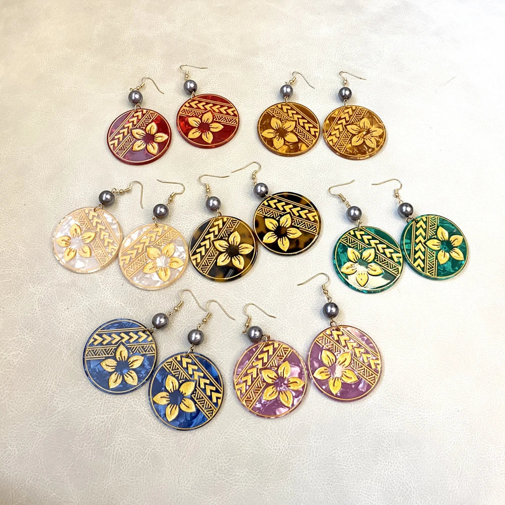Flower Acrylic Acetate Material Hawaiian Earrings With Plumeria Flower