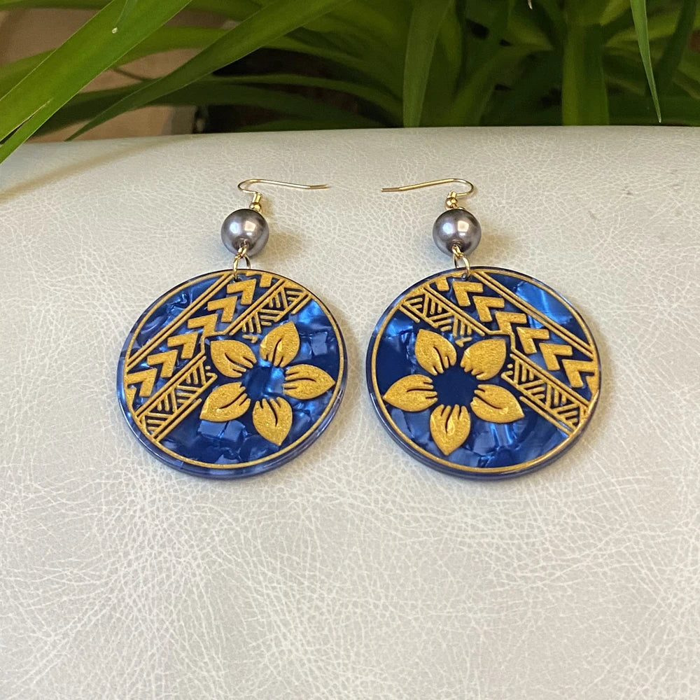 Flower Acrylic Acetate Material Hawaiian Earrings With Plumeria Flower