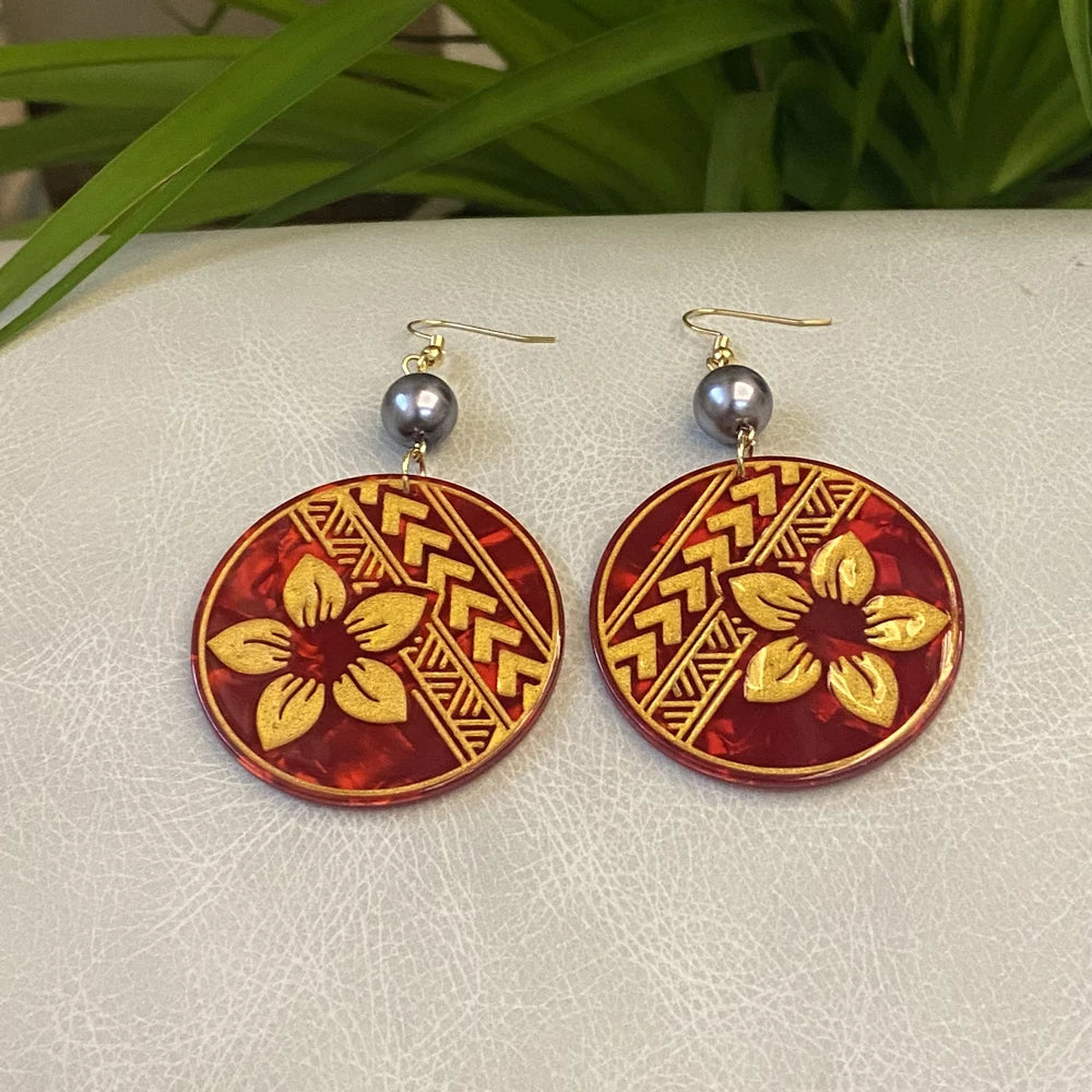 Flower Acrylic Acetate Material Hawaiian Earrings With Plumeria Flower