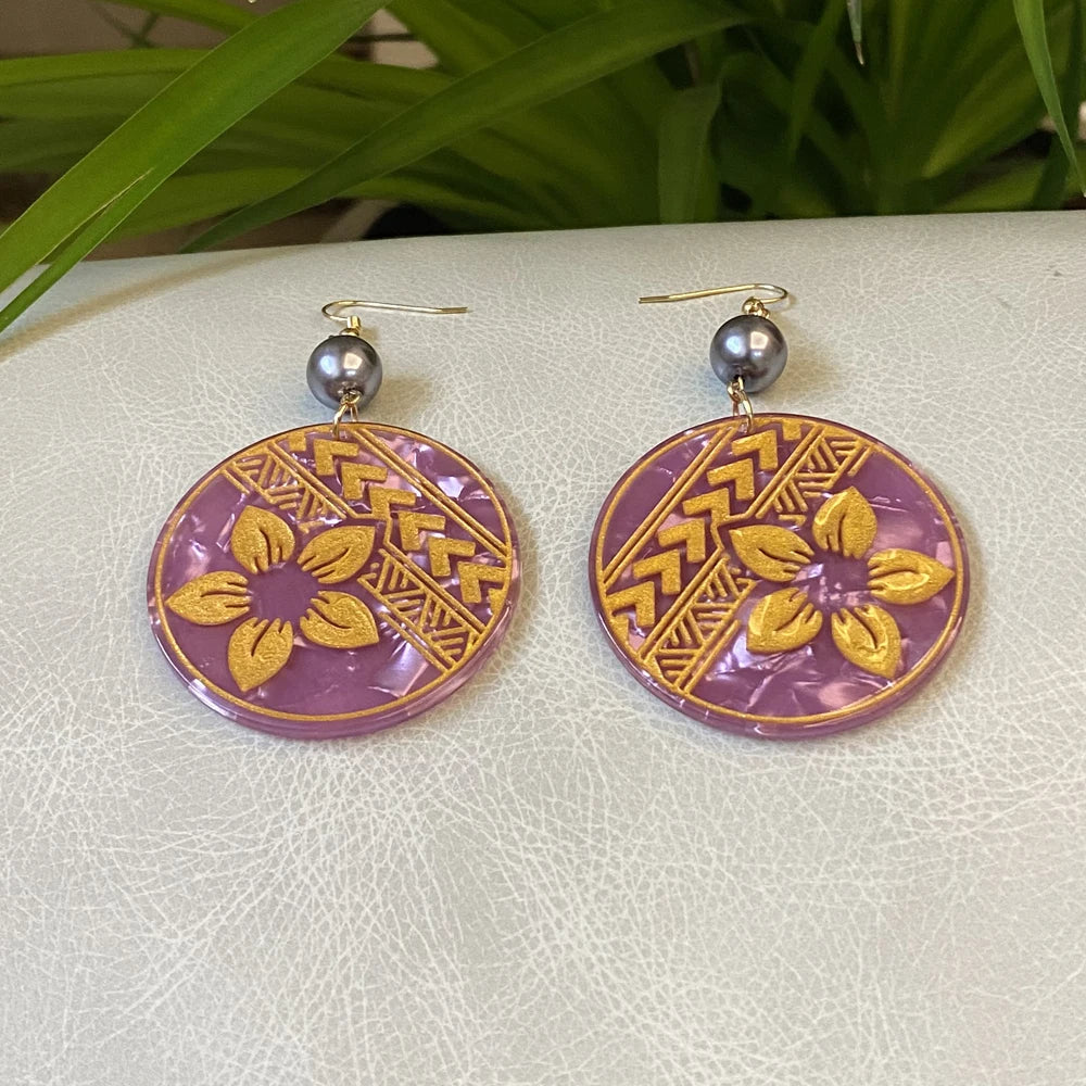 Flower Acrylic Acetate Material Hawaiian Earrings With Plumeria Flower