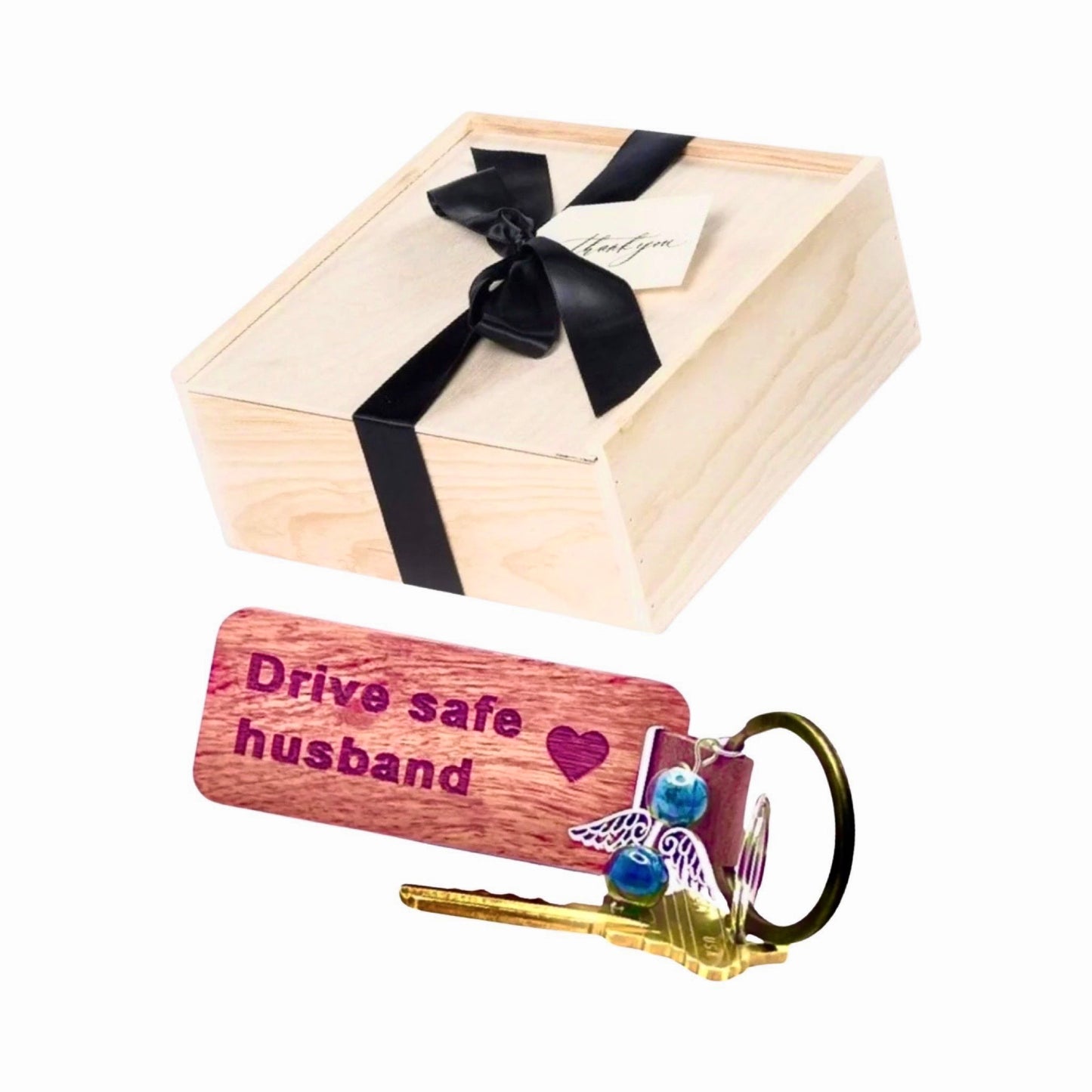 Engraved Wood Key Chain For Mom, Dad, Wife, or Husband