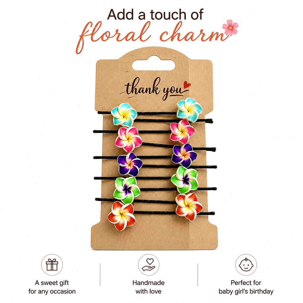 Plumeria Flower Bobby Pins 12 Piece Set