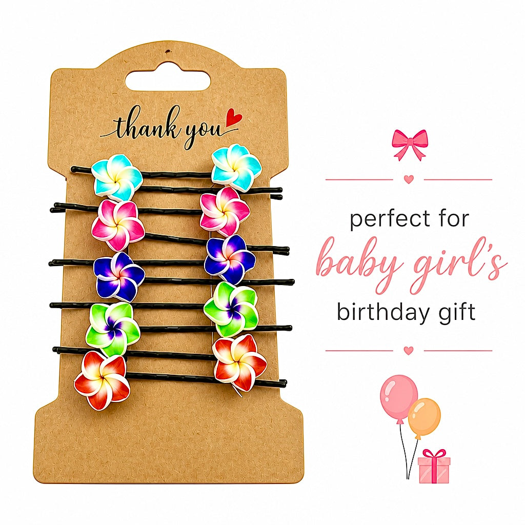 Plumeria Flower Bobby Pins 12 Piece Set