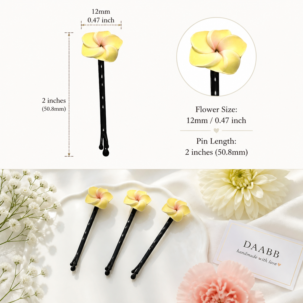 Plumeria Flower Bobby Pins 12 Piece Set
