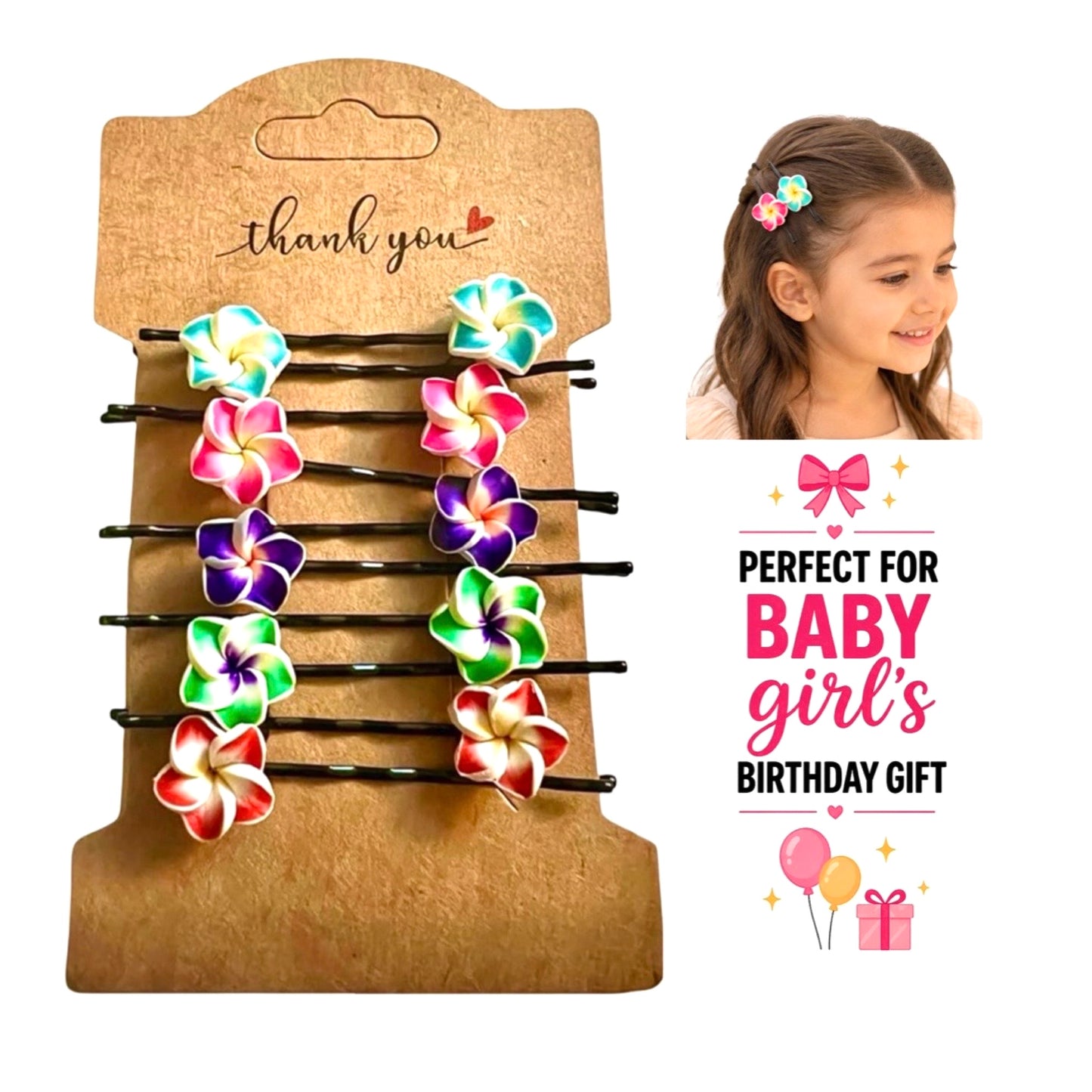 Plumeria Flower Bobby Pins 12 Piece Set