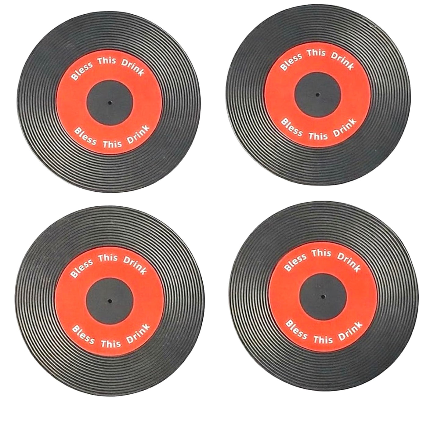 4 Piece Set “Blessed This Drink” Silicone Coasters