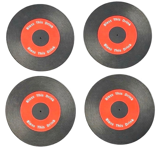 4 Piece Set “Blessed This Drink” Silicone Coasters