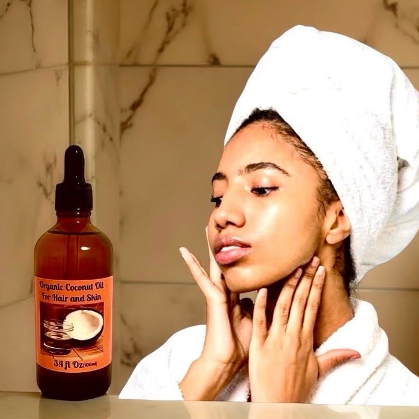 Organic Coconut Oil for Hair & Skin - 3.4 fl oz (100 ml) | Natural Moisturizing Oil for Dry Skin, Hair Growth, Scalp Care & Daily Beauty Rituals