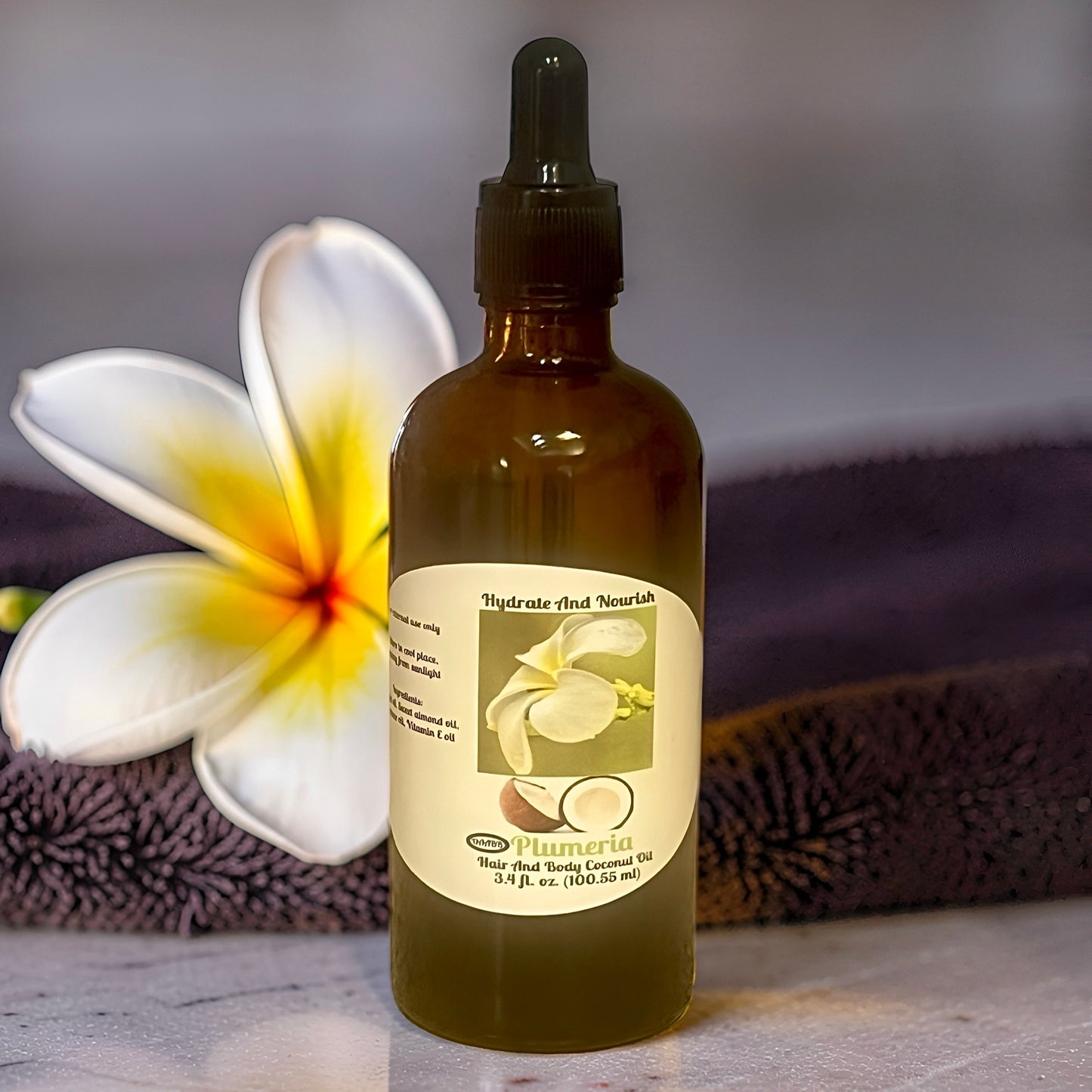 Plumeria Scent Coconut Oil for hair and skin