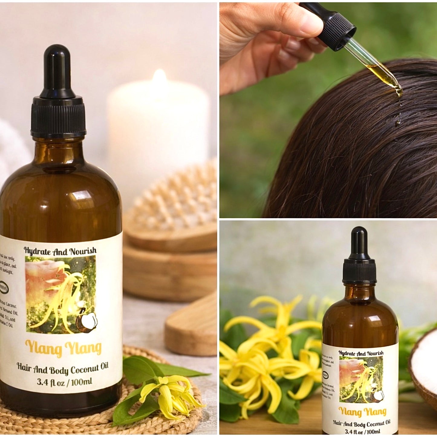 Ylang Ylang Hair & Body Coconut Oil - Hydrate & Nourish (3.4 fl oz/ 100 mL)