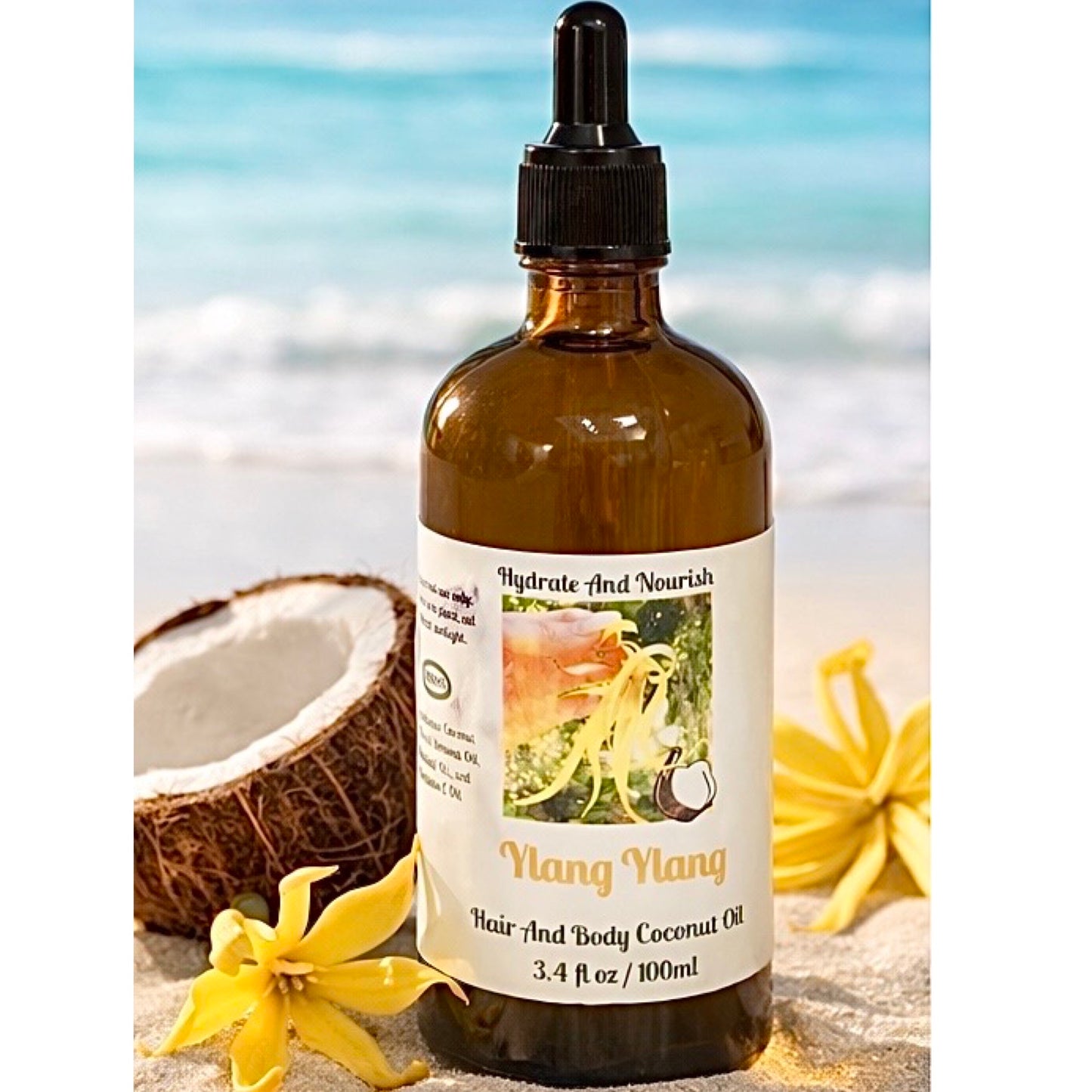 Ylang Ylang Hair & Body Coconut Oil - Hydrate & Nourish (3.4 fl oz/ 100 mL)