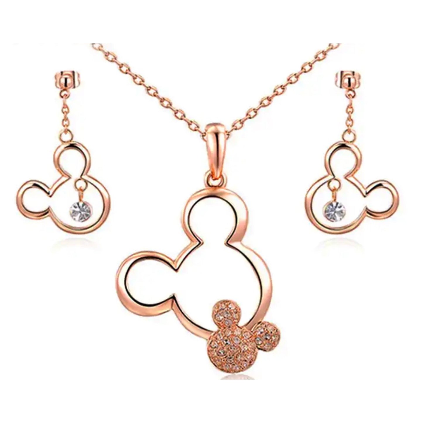 Kids Minney And Micky Mouse Necklace & Earrings