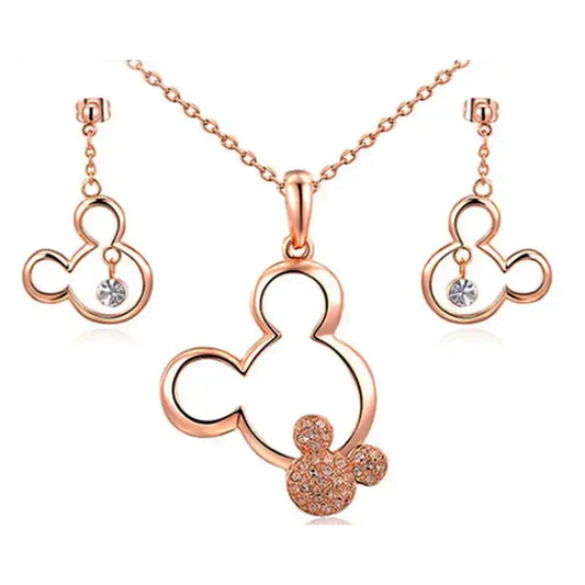 Kids Minney And Micky Mouse Necklace & Earrings