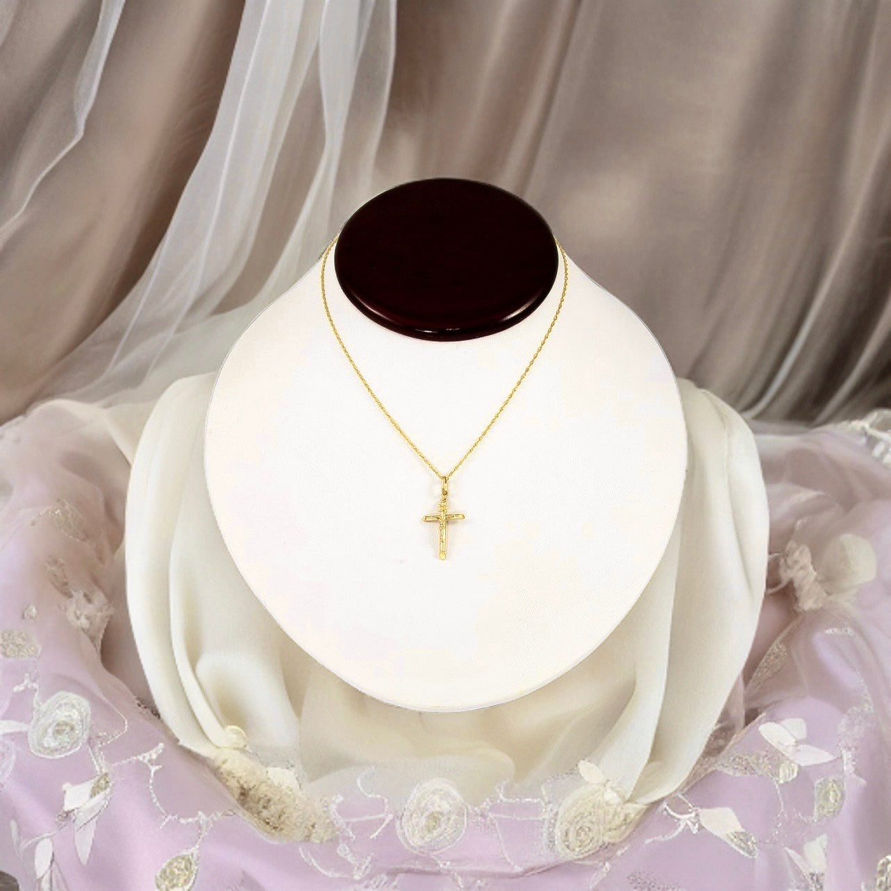 14k Yellow Gold Jesus Crucifix Cross Pendant with Luxury Italian Chain
