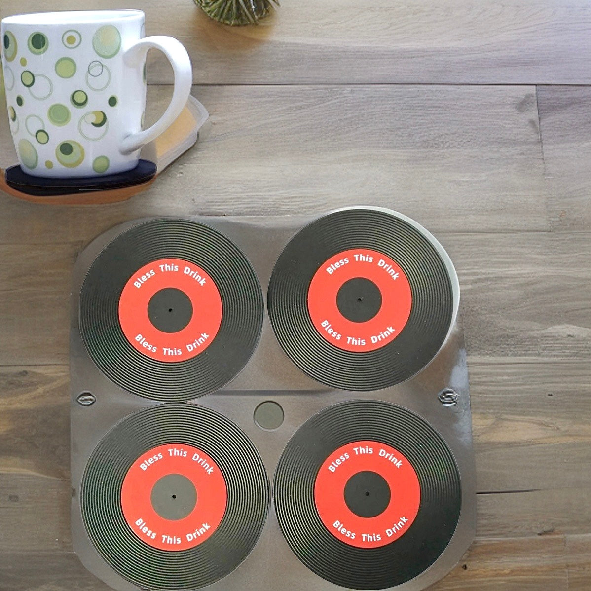 4 Piece Set “Blessed This Drink” Silicone Coasters