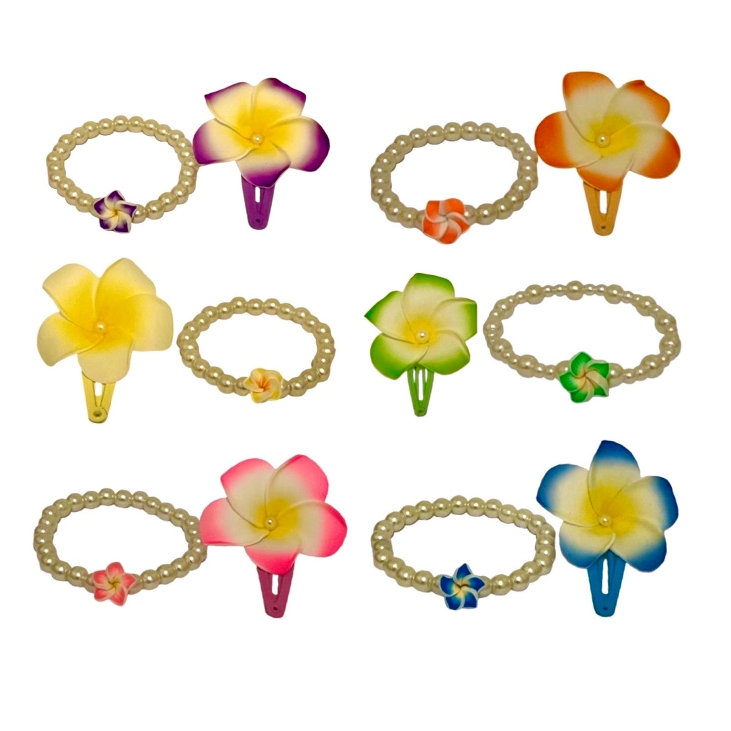 12 Piece Little Girls' Bracelet and Matching Hair Clip Set