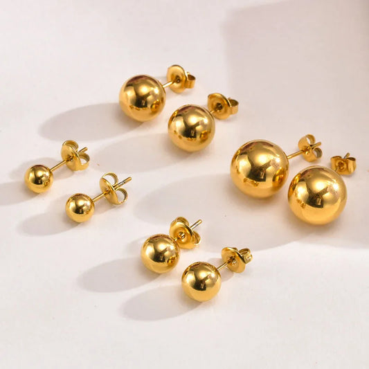 Stainlesss Steel Ball Stud Earrings for Women, Polished Ball Hypoallergenic Earrings 6mm-12mm