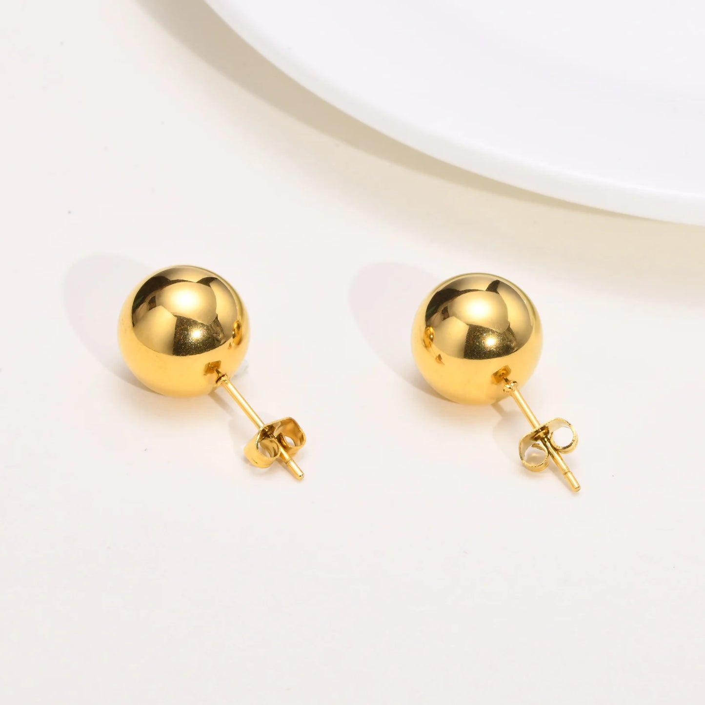 Stainlesss Steel Ball Stud Earrings for Women, Polished Ball Hypoallergenic Earrings 6mm-12mm