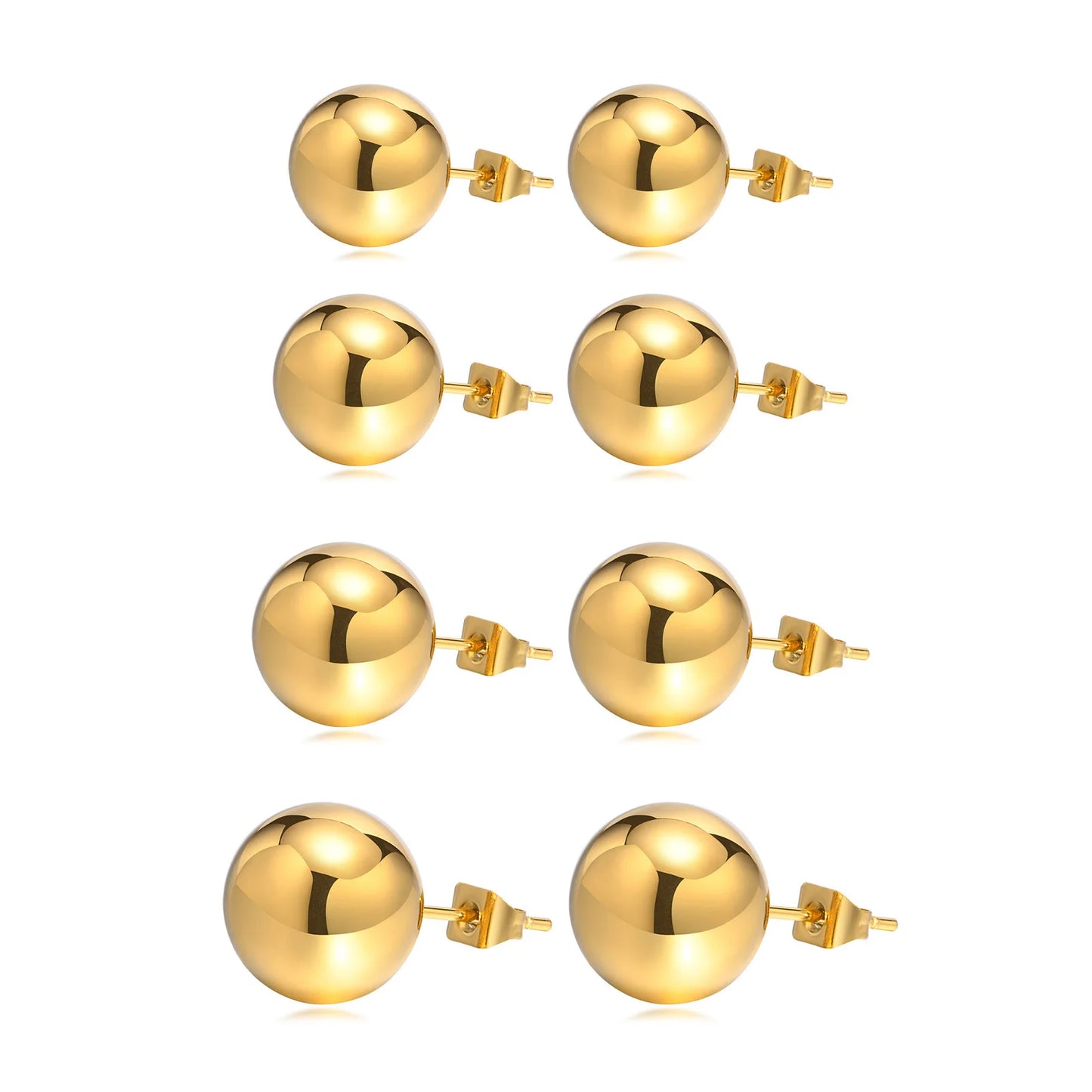 Stainlesss Steel Ball Stud Earrings for Women, Polished Ball Hypoallergenic Earrings 6mm-12mm