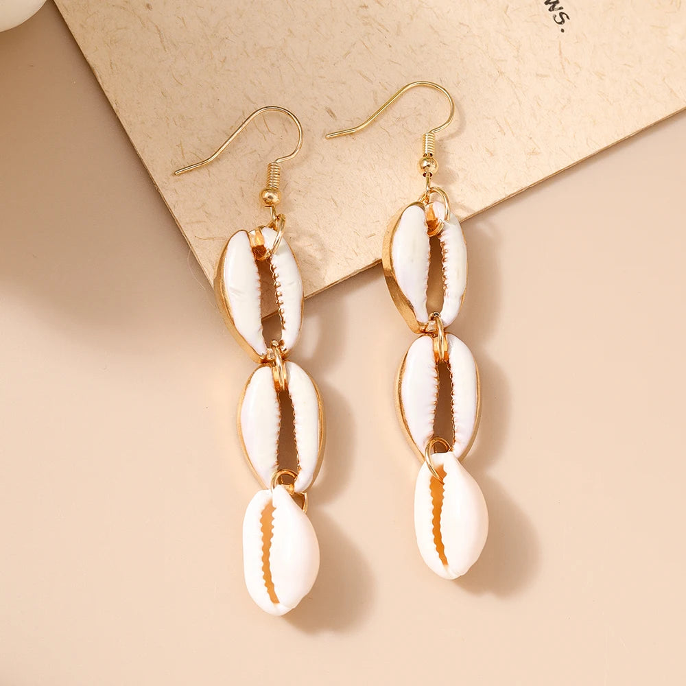 Fashion Summer Beach Pearl Shell Earrings for Women Girls