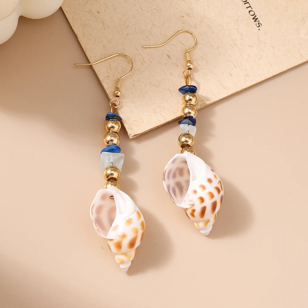 Fashion Summer Beach Pearl Shell Earrings for Women Girls