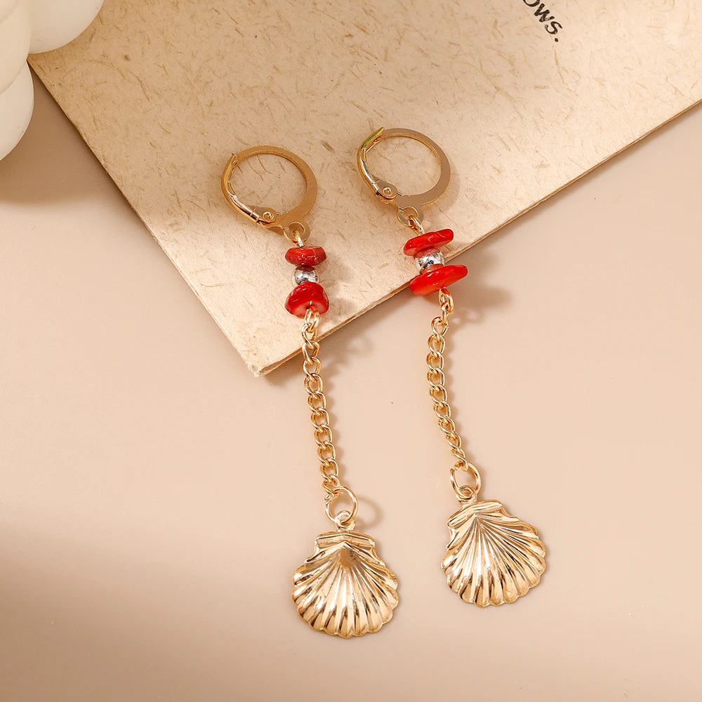 Fashion Summer Beach Pearl Shell Earrings for Women Girls