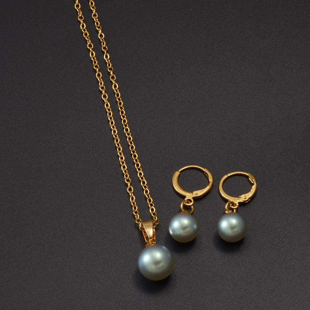 Pearl Jewelry Set — Necklace & Earrings