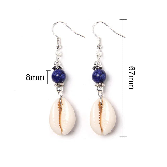 Shell Cowrie Natural Stone Beads Fashion Earrings