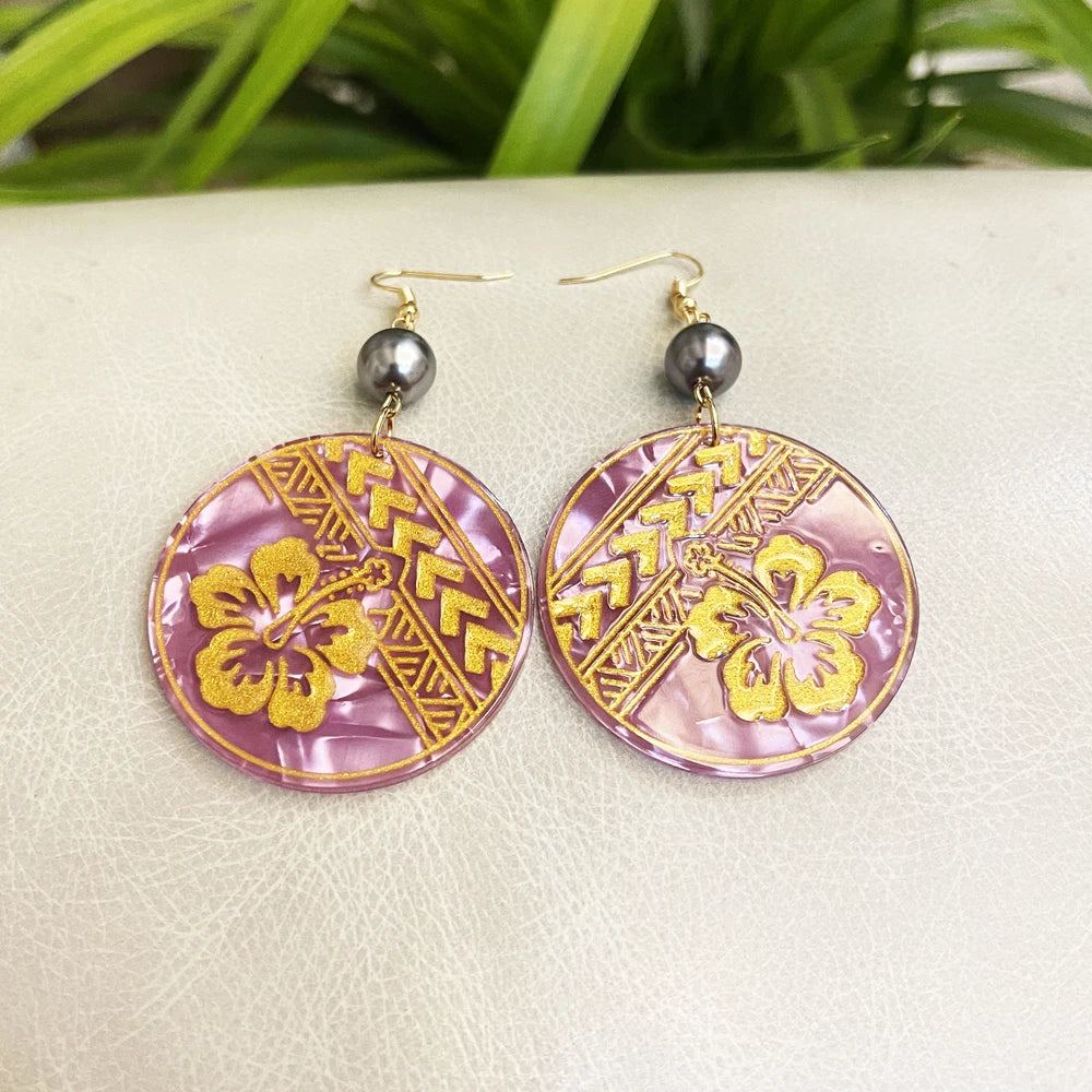 Flower Acrylic Acetate Material Hawaiian Earrings With Plumeria Flower