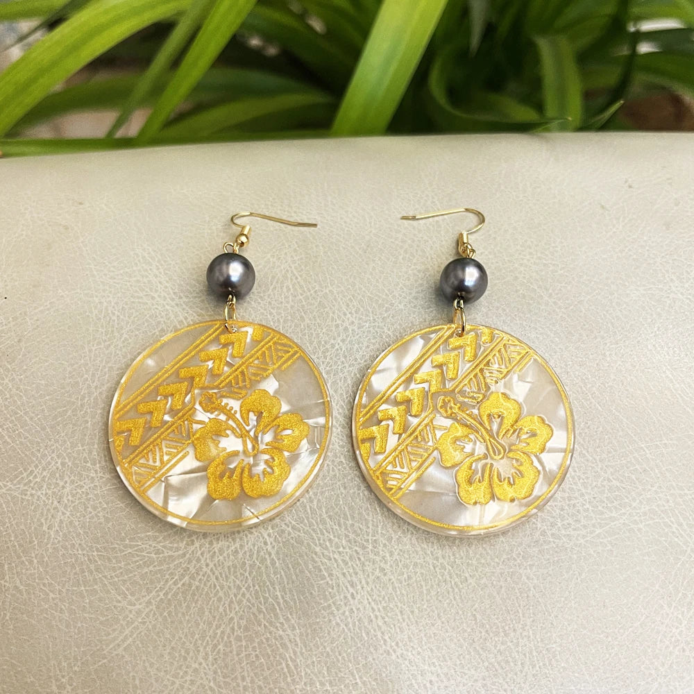 Flower Acrylic Acetate Material Hawaiian Earrings With Plumeria Flower