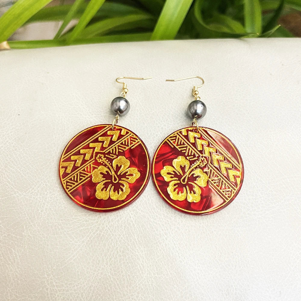 Flower Acrylic Acetate Material Hawaiian Earrings With Plumeria Flower