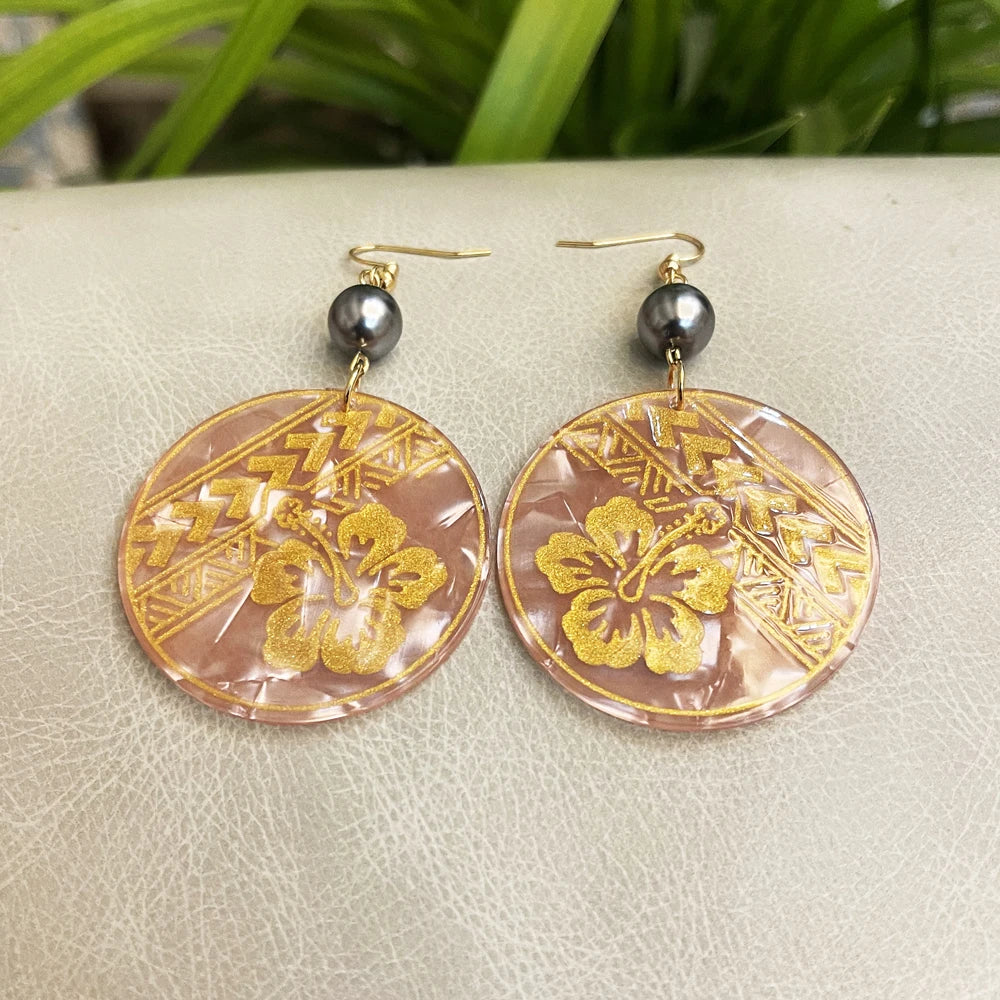 Flower Acrylic Acetate Material Hawaiian Earrings With Plumeria Flower