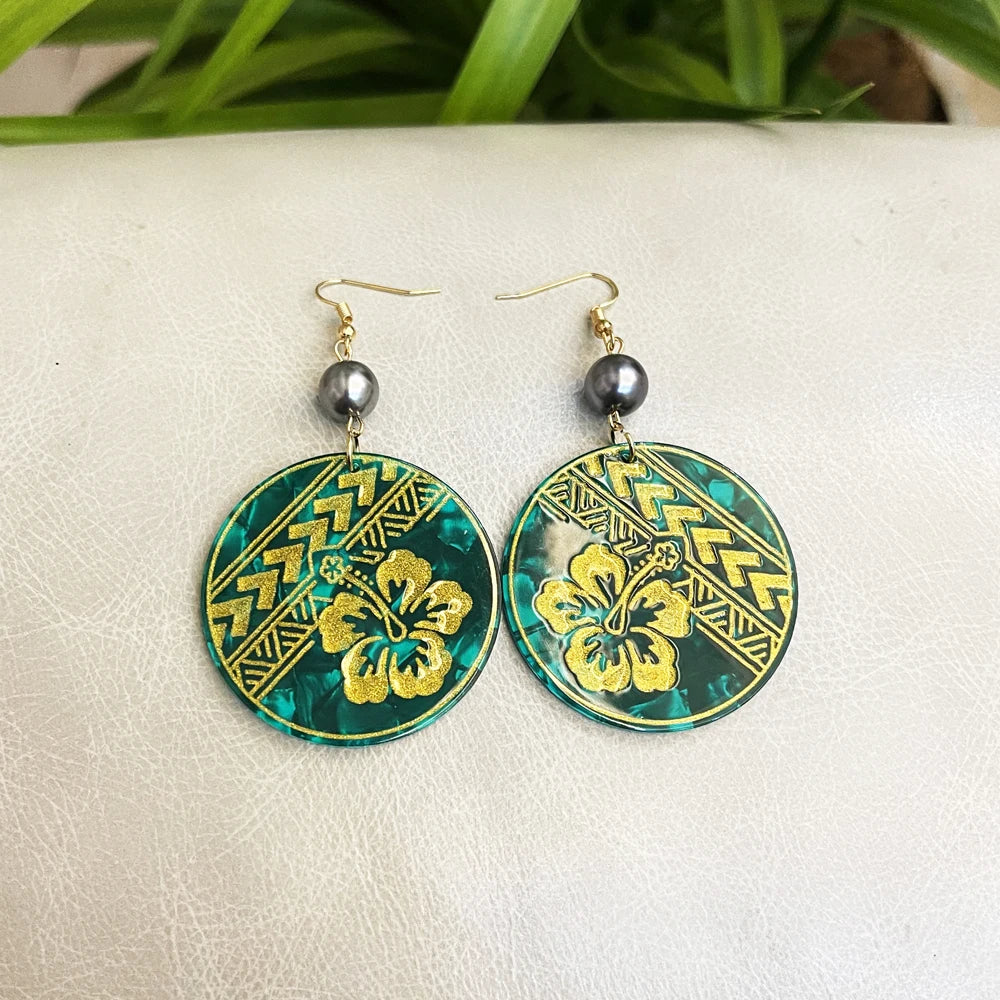 Flower Acrylic Acetate Material Hawaiian Earrings With Plumeria Flower