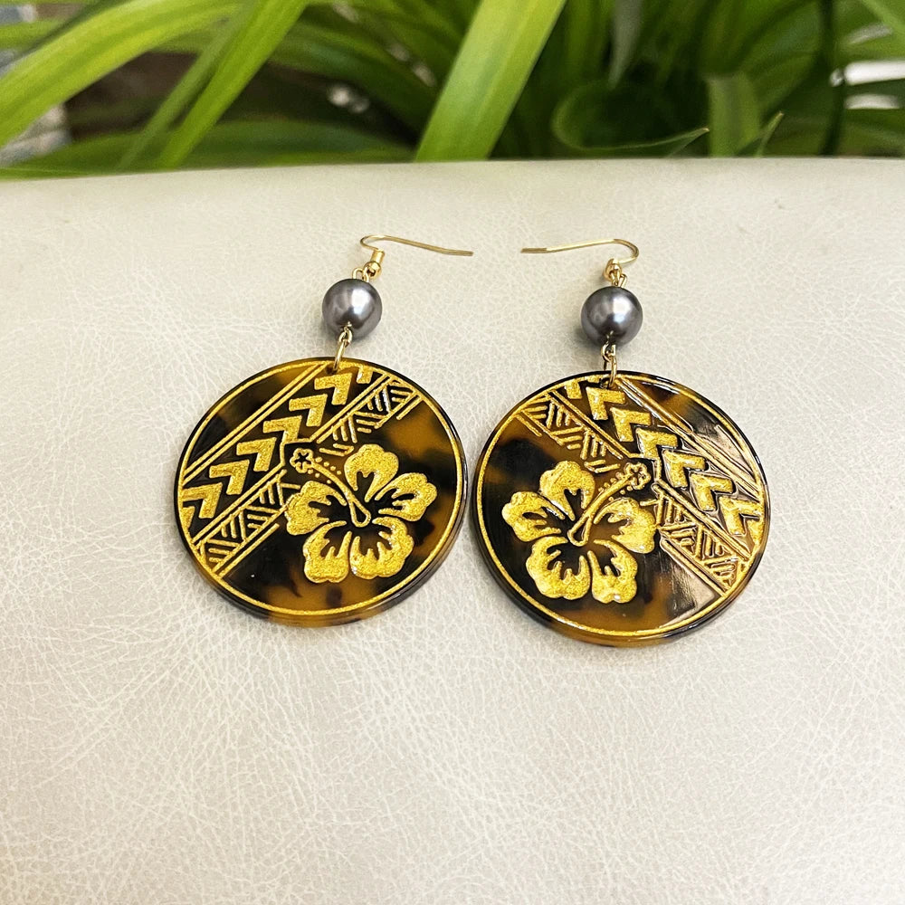 Flower Acrylic Acetate Material Hawaiian Earrings With Plumeria Flower