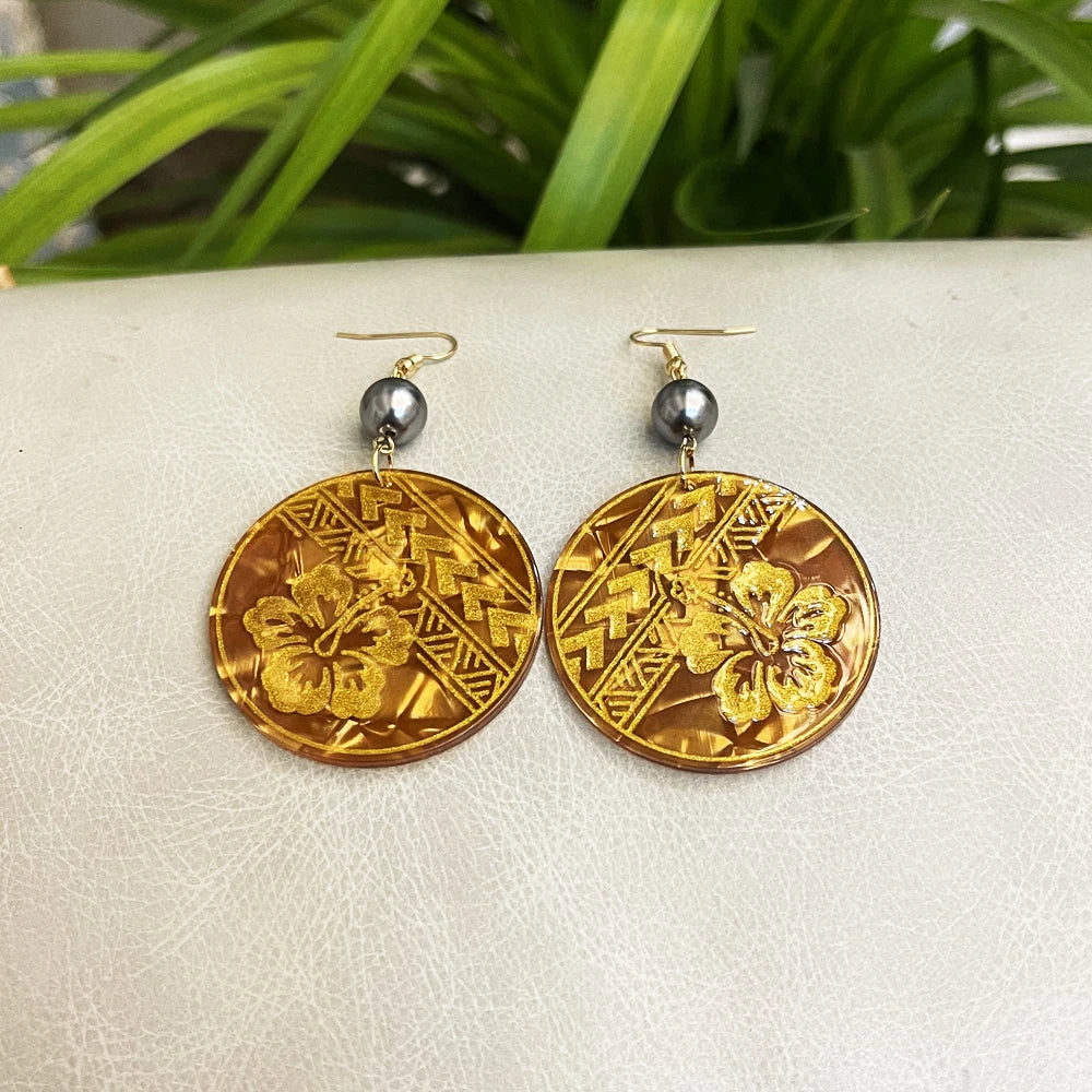 Flower Acrylic Acetate Material Hawaiian Earrings With Plumeria Flower