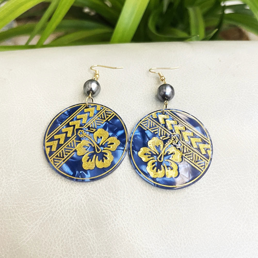 Flower Acrylic Acetate Material Hawaiian Earrings With Plumeria Flower