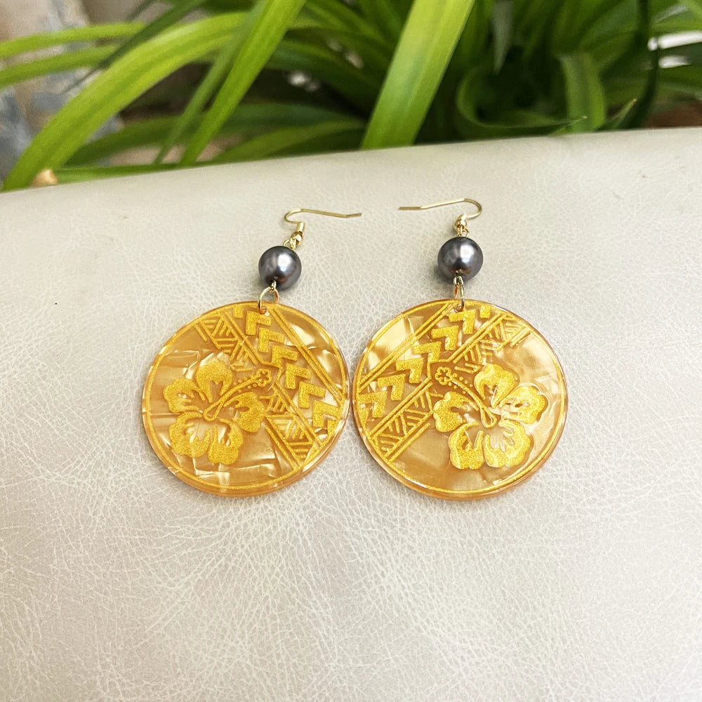 Flower Acrylic Acetate Material Hawaiian Earrings With Plumeria Flower